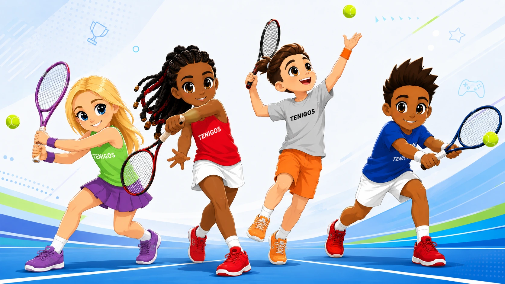 Tennis players on court